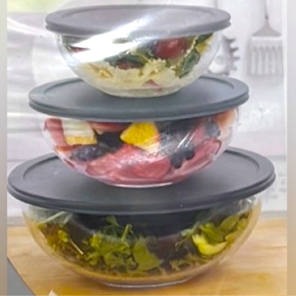 Chef Elect 6 Piece Glass Mixing Bowl Set~New!